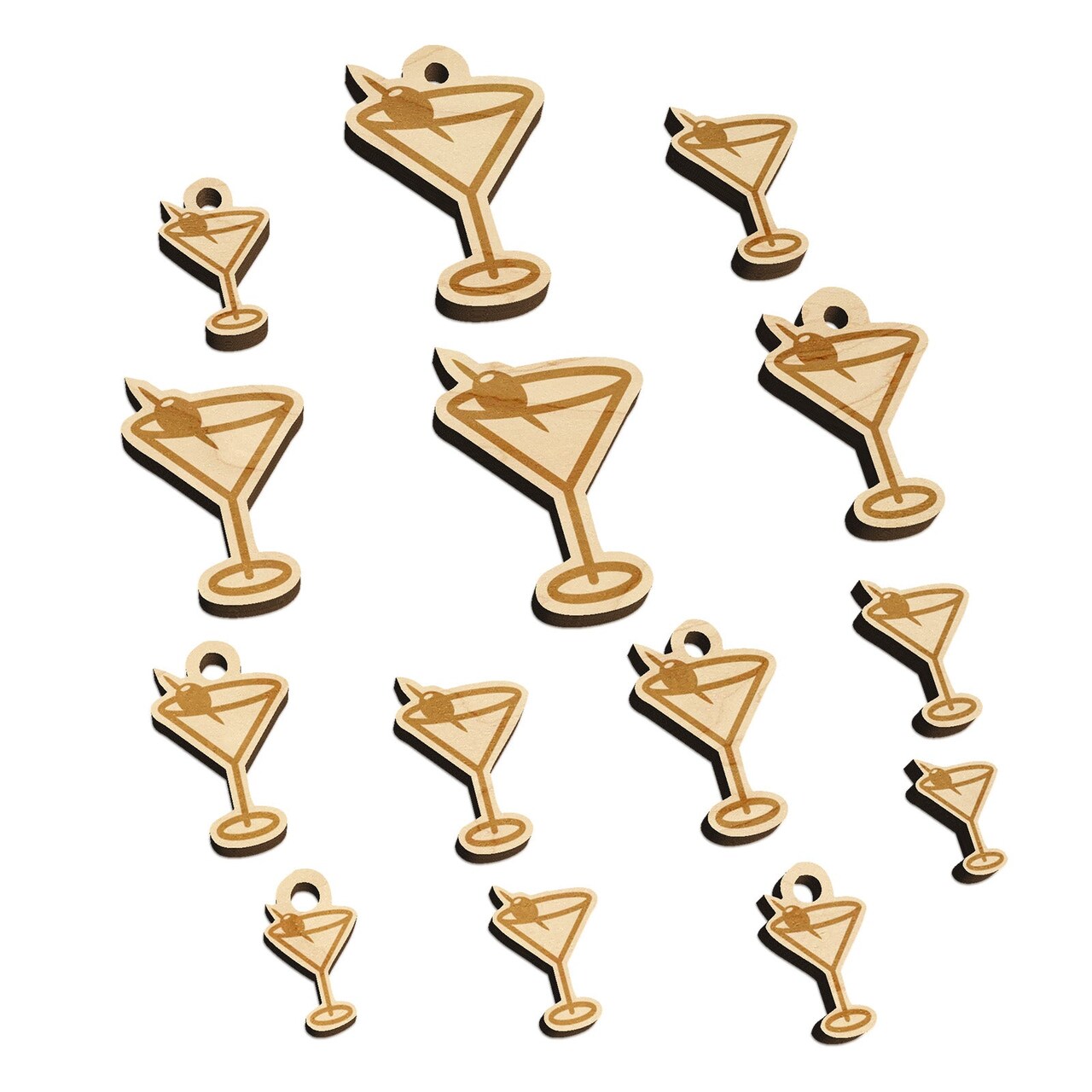 Martini Cocktail with Olive Mini Wood Shape Charms Jewelry DIY Craft